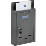Bo�te aux lettres avec plaque nominale, m�tal, 2 cl�s, cartes postales, hxlxp: 30, 5 x 21 x 7 cm, gris ...