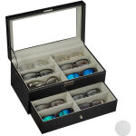 Boîte à lunettes pour 12 paires, rangement montures, cuir artificiel 15, 5 x 33, 5 x 19, 5 cm, coffre, ... Boîte à lunettes pour 12 paires, rangement montures, cuir artificiel 15, 5 x 33, 5 x 19, 5 cm, coffre, ...