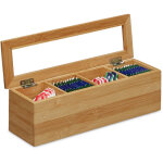 Relaxdays bote  th bambou fentre en plastique sachet de th 4 compartiments th en vrac tisane hxlxp: ...