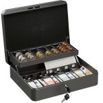 Caisse  monnaie, verrouillable, monnayeur & 4 compartiments  billets, fer, hlp 8, 5 x 30, 5 x 24, 5 ...