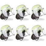 Relaxdays - casque de pompier, lot de 6, pour enfants avec visi�re r�glable en pvc hxlxp: 24, 5 x 22, ...