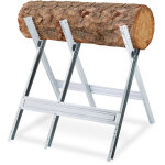 Relaxdays chevalet de sciage, couper le bois, pliable, support trononneuse, acier, hxlxp: 81 x 75, 5 ...