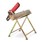 Chevalet sciage, support pour trononneuse, protge - guide, barre mesure coupe, charge max. 120 kg, ...