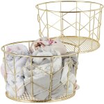 Corbeille fil de fer, lot de 2, panier m�tal, pot rangement v�tement accessoires, cosm�tiques, hxd: 12, ...
