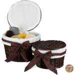 Corbeille de salle de bain panier de rangement couvercle lot de 2 rond en bois buri tress main, marron ...