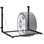Etagre pour 4 roues, montage mural, support tlescope, jusqu' 90 kg, pliable, en acier, noir. - relaxdays ...