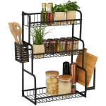 Etagre de cuisine plaque de travail, 3 niveaux, support planchettes et couvert, pour pices, en mtal, ...