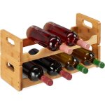 Relaxdays ? �tag�re � vin en bambou pour 8 bouteilles ? dimensions h 24 x l 47 x p 18 cm ? rangement ...
