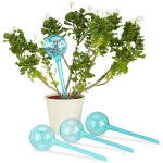 Globes d'arrosage plastique, lot de 4, distributeur eau plantes 2 semaines pot fleurs 250 ml, bleu clair ...