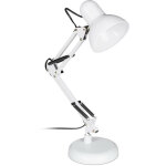 Lampe bureau retro, bras articul� flexible, veilleuse lecture bureau, m�tal, e27, hlp: 50x27x15 cm, blanche ...