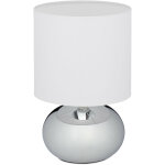 Lampe de chevet, luminaire rond, tactile, hxd: 27, 5x18cm, e14, éclairage sur pied abat - jour, argenté ... Lampe de chevet, luminaire rond, tactile, hxd: 27, 5x18cm, e14, éclairage sur pied abat - jour, argenté ...