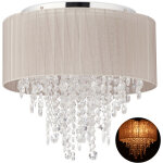 Relaxdays - lampe de plafond cristal abat - jour en organza, douille g9, 5 ampoules, 39 x 39, 5 cm, grise ...