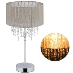 Lampe de table cristal, abat - jour en organza, pied rond, veilleuse, hxd, gris / argenté 43 x 24 gris ... Lampe de table cristal, abat - jour en organza, pied rond, veilleuse, hxd, gris / argenté 43 x 24 gris ...