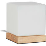 Relaxdays lampe de table, e 14, pied en bois et verre blanc opale, design scandinave, hlp: 15x12x12 cm, ...