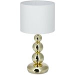 Lampe de table socle or mtal lampe de chevet abat - jour blanc tissu design boule, hxd: 50 x 25 cm, ...