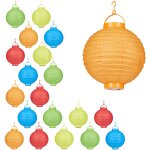 Lampion chinois led abat - jour papier lanterne boule 20 cm rond dcoration set de 20  piles, color ...