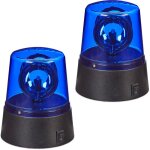 Lumire bleue led, lot 2, gyrophare avec rflecteur pivotant, clairage de ftes, avec batteries, bleue ...