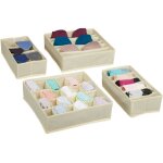 Organiseur sous - vtements, 4 pices, systme rangement boites pour armoire, pour chaussettes beige ...