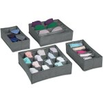 Organiseur sous - v�tements, 4 pi�ces, syst�me rangement boites pour armoire, pour chaussettes, gris ...
