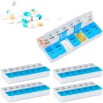 Pilulier 7 jours, lot de 5, deux parties chacun, anglais, boîte médicaments, semainier, matin / soir, ... Pilulier 7 jours, lot de 5, deux parties chacun, anglais, boîte médicaments, semainier, matin / soir, ...