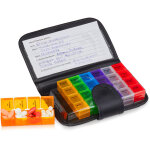 Pilulier étui boîtier 7 jours 4 compartiments allemand boîte médicaments semainier, noir - relaxdays Pilulier étui boîtier 7 jours 4 compartiments allemand boîte médicaments semainier, noir - relaxdays