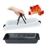 Plat four avec couvercle, transport gteaux 3 en 1, lxp 40, 5x32, 5 cm, bord haut, plaque, noir / gris ...
