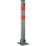 Poteau de parking carr, hxlxp: 65x15x13 cm, 3 cls, barrire rabattable, acier, bandes rouges, anthracite ...