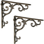 Querre étagère murale, lot de 2, ancien, support en fonte de fer, ornements baroques, vintage, couleur ... Querre étagère murale, lot de 2, ancien, support en fonte de fer, ornements baroques, vintage, couleur ...