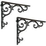 Querre étagère murale, lot de 2, ancien, support en fonte de fer, ornements baroques, vintage, noir - ... Querre étagère murale, lot de 2, ancien, support en fonte de fer, ornements baroques, vintage, noir - ...