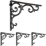 Querre étagère murale, lot de 4, ancien, support en fonte de fer, ornements baroques, noir - relaxdays ... Querre étagère murale, lot de 4, ancien, support en fonte de fer, ornements baroques, noir - relaxdays ...