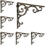 Relaxdays - querre étagère murale, lot de 6, ancien, support en fonte de fer, ornements baroques, aspect ... Relaxdays - querre étagère murale, lot de 6, ancien, support en fonte de fer, ornements baroques, aspect ...