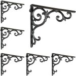 Relaxdays - querre étagère murale, lot de 6, ancien, support en fonte de fer, ornements baroques, noir ... Relaxdays - querre étagère murale, lot de 6, ancien, support en fonte de fer, ornements baroques, noir ...