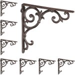 Relaxdays - querre étagère murale, lot de 8, ancien, support en fonte de fer, ornements baroques, marron ... Relaxdays - querre étagère murale, lot de 8, ancien, support en fonte de fer, ornements baroques, marron ...