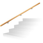 Relaxdays - rampe d'escalier bois, main courante escalier bois 2000 mm / 200 cm / 2 m mural, 42 cm diamtre, ...