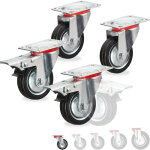 Roues charge lourde jeu de 4, pivotent � 360�, roulement � billes, 2 freins, grande capacit�, 75 mm, ...