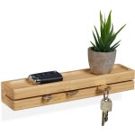 Relaxdays - support de cl�s, porte - cl�s avec �tag�re, bambou, largeur : 29, 5 cm, rangement mural, ...