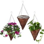 Relaxdays - suspension pour plantes en lot de 3, panier tress� en osier, fait main, pot de fleur hxd ...