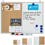 Tableau blanc combin 2 en 1, panneau en lige, magntique, cadre en alu, rangement, 45 x 60 cm, blanc ...