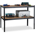 Tabli, 2 niveaux, hauteur rglable, table de travail atelier  poser, acier & mdf, hlp 90 x 120 x 60 ...