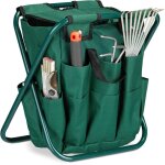 Tabouret porte - outils de jardinage 16 poches et compartiment intrieur pliable hxlxp: 42 x 30 x 39 ...