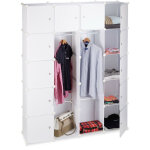 Tagre cubes rangement penderie armoire 14 compartiments plastique 2 tringles modulable plastique, blanc ...