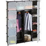 Relaxdays �tag�re cubes rangement penderie armoire 14 compartiments plastique 2 tringles modulable plastique, ...