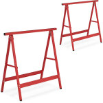 Trteaux mtalliques, lot de 2, hxlxp 75 x 78 x 40 cm, charge max. 100 kg, pliant, bricolage, mtal, ...