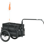 Remorque � v�lo avec coffre de rangement amovible et pliable de 65l, r�flecteurs de s�curit�, charge ...