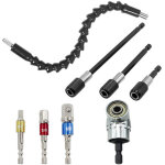 Renvoi d'angle visseuse, 3 pcs embouts de tournevis magn�tiques � tige hexagonale + 1 foret � angle droit ...