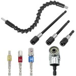 Renvoi d'angle visseuse, 3 pcs embouts de tournevis magn�tiques � tige hexagonale + 1 foret � angle droit ...