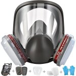 Respirateur facial complet r�utilisable, protection respirateur visage avec 10 filtres de rechange 5 ...