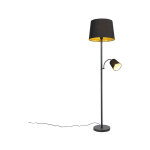 Retro - lampadaire avec lampe de lecture - 1 lumire - h 1597 mm - noir - classique / antique - clairage ...