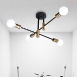 Axhup ? plafonnier r�tro industriel 4 spots ? m�tal fer forg� noir et cuivre ? compatible ampoules e27 ...