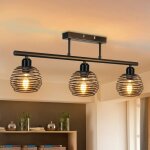 Zmh rtro luminaire plafonnier vintage lustre couloir - industriel clairage de plafond e27 noir lampe ...